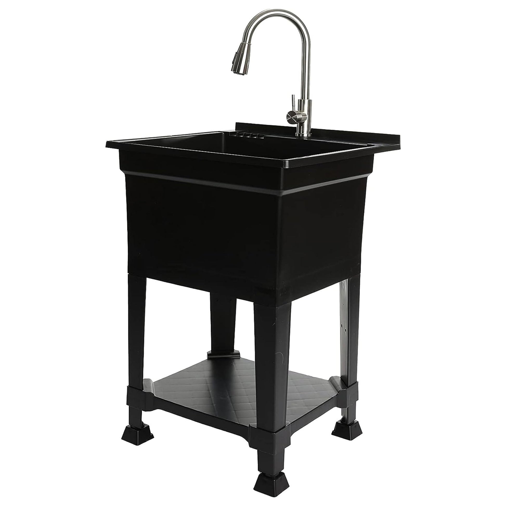 UTILITYSINKS USA-Made Plastic Freestanding 24 in x 24-Inch UtilityTub Heavy Duty Compact Utility Sink Ideal for Workshop, Laundry Room, Garage, Greenhouse, Pet Wash Station (Black) - CookCave