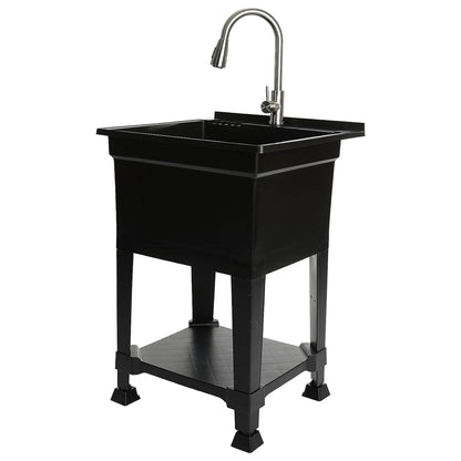 UTILITYSINKS USA-Made Plastic Freestanding 24 in x 24-Inch UtilityTub Heavy Duty Compact Utility Sink Ideal for Workshop, Laundry Room, Garage, Greenhouse, Pet Wash Station (Black) - CookCave