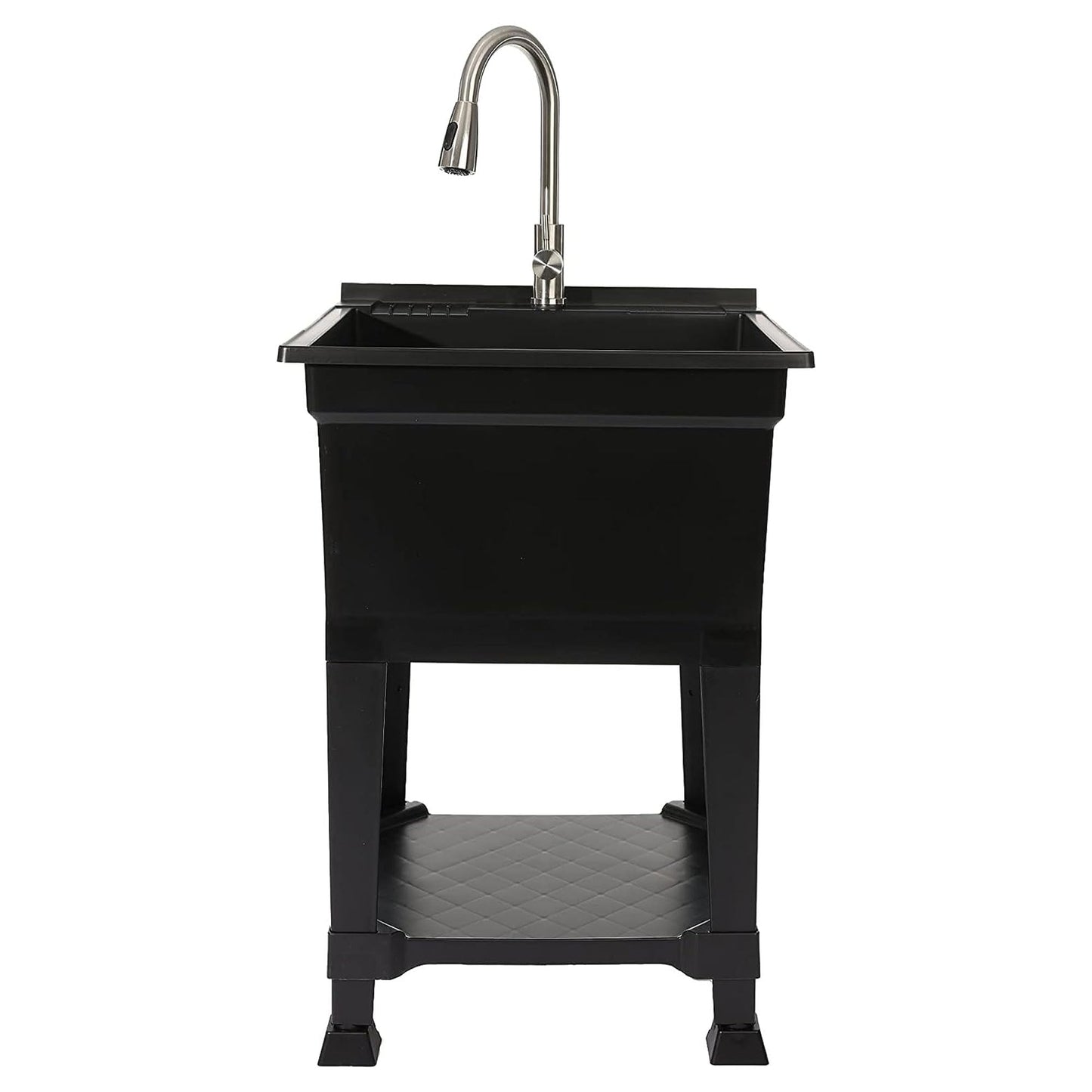 UTILITYSINKS USA-Made Plastic Freestanding 24 in x 24-Inch UtilityTub Heavy Duty Compact Utility Sink Ideal for Workshop, Laundry Room, Garage, Greenhouse, Pet Wash Station (Black) - CookCave