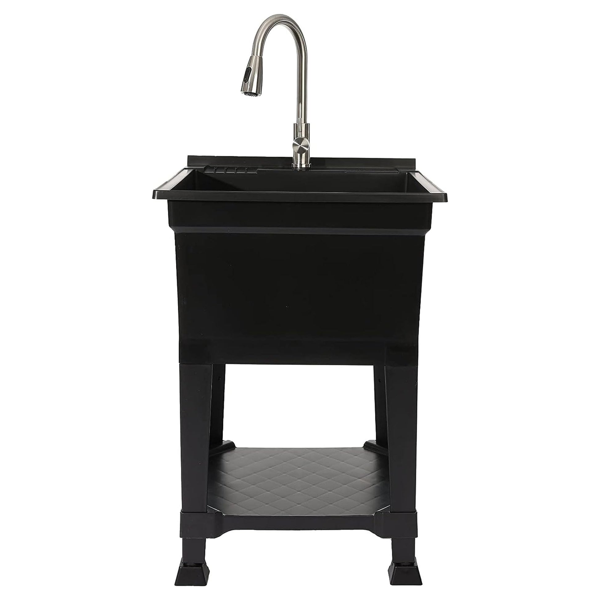 UTILITYSINKS USA-Made Plastic Freestanding 24 in x 24-Inch UtilityTub Heavy Duty Compact Utility Sink Ideal for Workshop, Laundry Room, Garage, Greenhouse, Pet Wash Station (Black) - CookCave