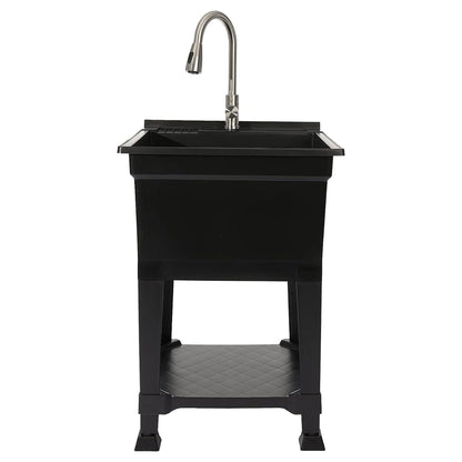 UTILITYSINKS USA-Made Plastic Freestanding 24 in x 24-Inch UtilityTub Heavy Duty Compact Utility Sink Ideal for Workshop, Laundry Room, Garage, Greenhouse, Pet Wash Station (Black) - CookCave