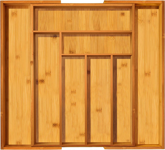 Utopia Kitchen Silverware Organizer, Expandable Bamboo Utensil Drawer Organizer, Kitchen Drawer Organizer, Silverware Organizer for Cutlery, Utensils, Flatware Holder (6-8 Slots, Natural) Pack of 1 - CookCave