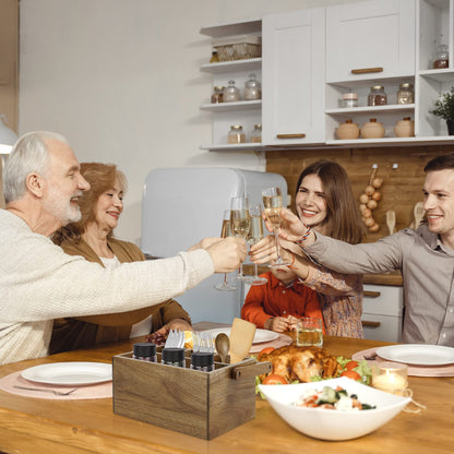 VaeFae Acacia Silverware Caddy with Handle, Wooden Utensil Holder, Mulip-pose Organizer for Kitchen, Office, Bathroom, Bedroom - CookCave