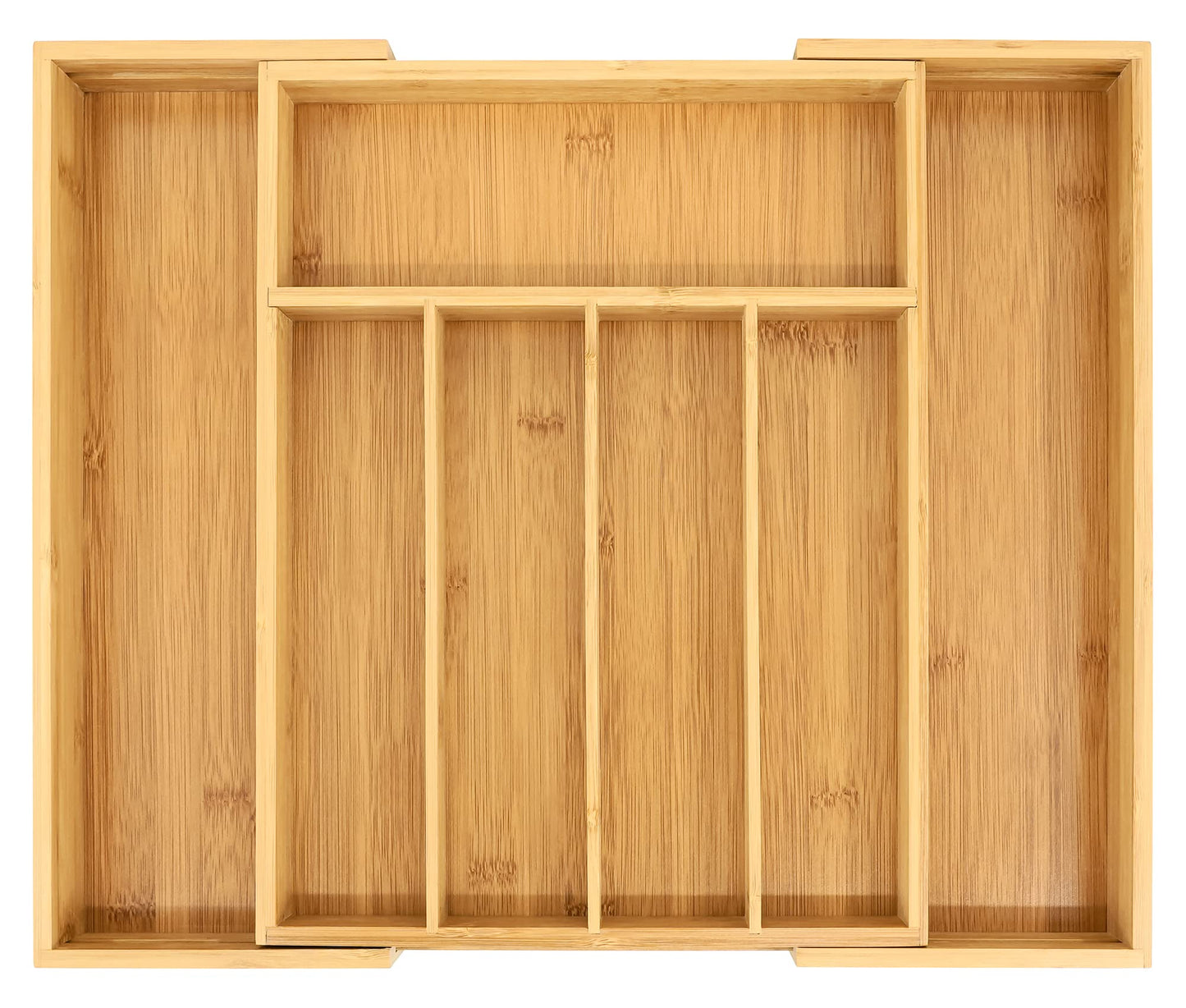 VaeFae Bamboo Silverware Organizer, Expandable Kitchen Drawer Organizer for Cutlery, Wooden Utensil Holder, Multi-Function Drawer Storage, 5-7 Compartments - CookCave