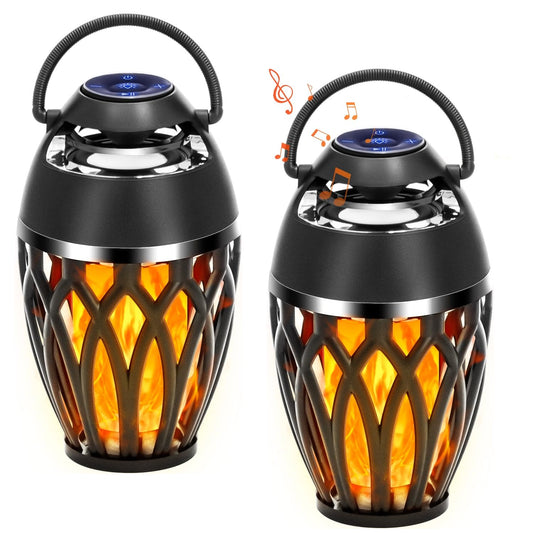 Vanten 2 Packs Outdoor Bluetooth Speakers, Bluetooth 5.0 Led Flame Speaker, IPX5 Waterproof Flame Torch Atmosphere Speaker, Flame Lamp, Gifts for Men Women, Decorations for Party Garden Patio - CookCave