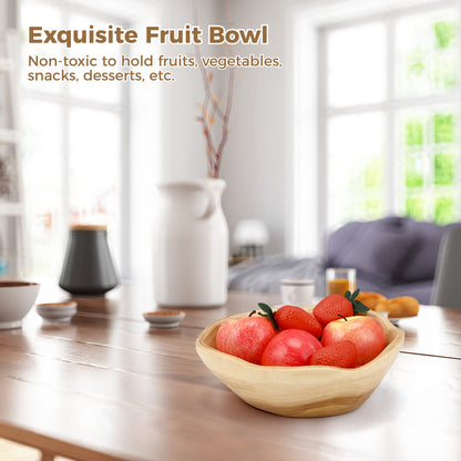 Varku 2PCS Decorative Wooden Bowls, Wood Fruit Bowls for Serving Fruits Candy Desserts, Creative Handmade Natural Wooden Bowls, Rustic Wood Bowls for Home Decor - CookCave