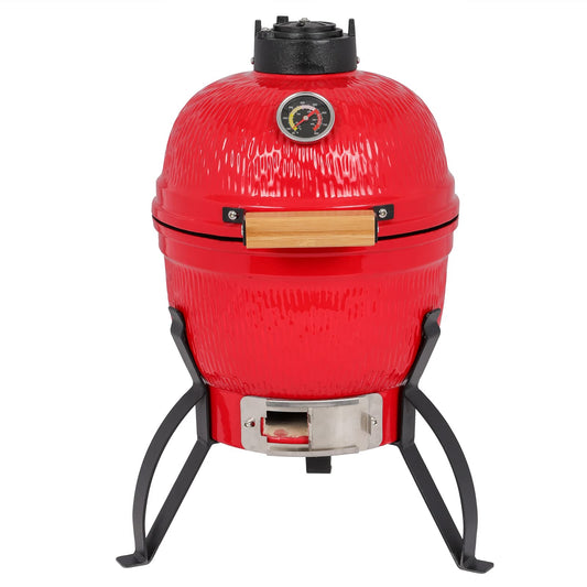 Vasitelan Ceramic Grill,13 inch Portable Ceramics Charcoal Barbecue Grill,Kamado BBQ Charcoal Grill (Orange) - CookCave