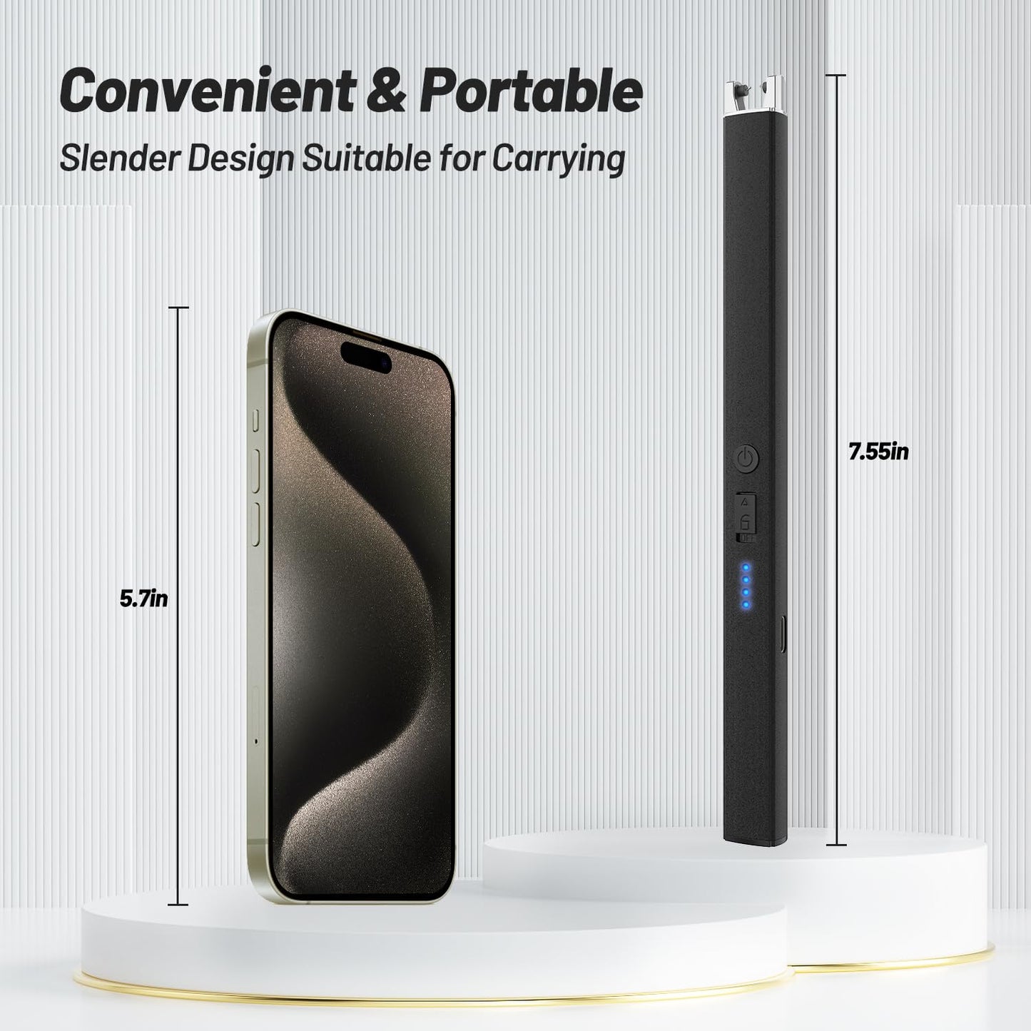 VEHHE Candle Lighter, Windproof Pulse Electric Lighter with Anti-False-Touch Lock and Led Display, Lighters for Candle BBQ Camping Festivals-Black - CookCave