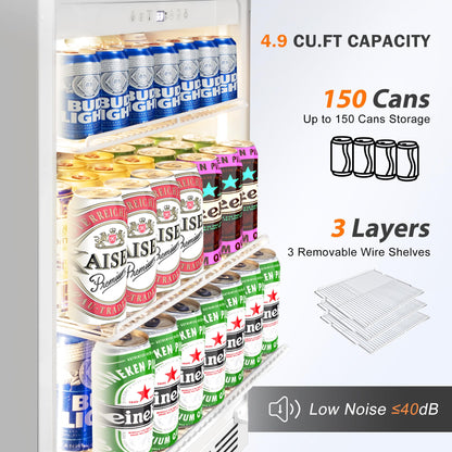 Velieta Beverage Refrigerator 24 Inch Drink Fridge, Beer Fridge, 150 Cans Beverage Cooler, Under Counter Refrigerator, Drink Cooler Undercounter Outdoor Refrigerators, Single Glass Door Bar Fridge - CookCave