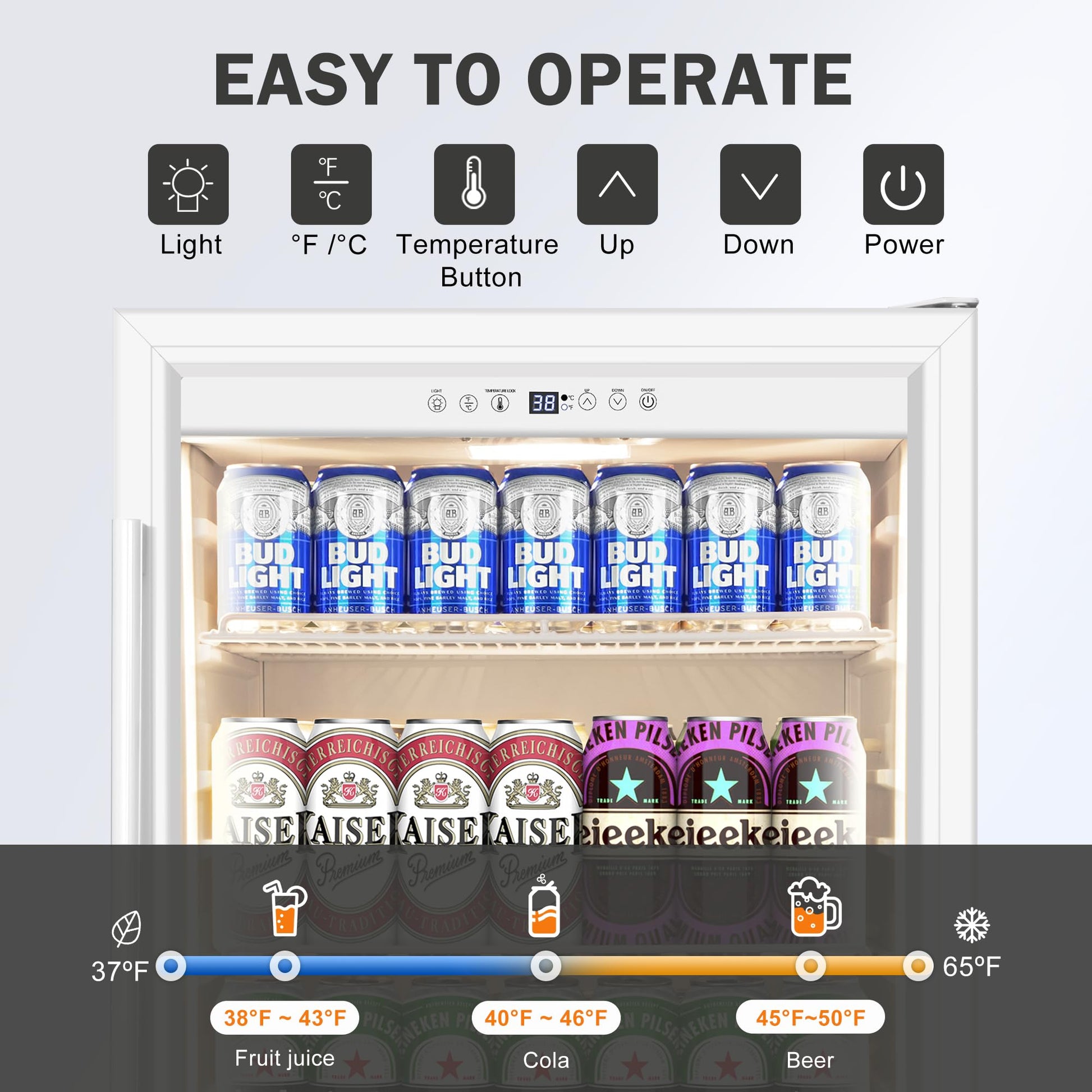 Velieta Beverage Refrigerator 24 Inch Drink Fridge, Beer Fridge, 150 Cans Beverage Cooler, Under Counter Refrigerator, Drink Cooler Undercounter Outdoor Refrigerators, Single Glass Door Bar Fridge - CookCave