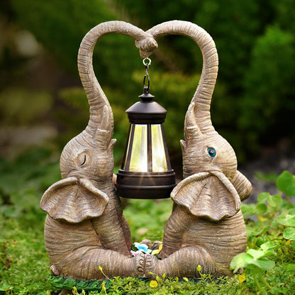 Vereemy Elephant Statue Garden Decor with LED Solar Lights-Set of 2 Good Luck Elephant Outdoor Statue Christmas Decorations for Yard Patio,Porch,Home -Mothers Day Gifts for Women, Mom, Grandma - CookCave