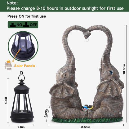 Vereemy Elephant Statue Garden Decor with LED Solar Lights-Set of 2 Good Luck Elephant Outdoor Statue Christmas Decorations for Yard Patio,Porch,Home -Mothers Day Gifts for Women, Mom, Grandma - CookCave