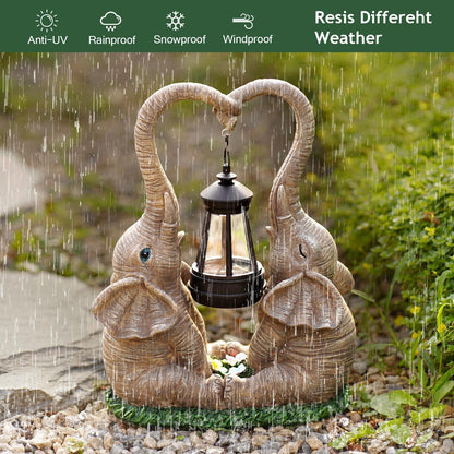 Vereemy Elephant Statue Garden Decor with LED Solar Lights-Set of 2 Good Luck Elephant Outdoor Statue Christmas Decorations for Yard Patio,Porch,Home -Mothers Day Gifts for Women, Mom, Grandma - CookCave