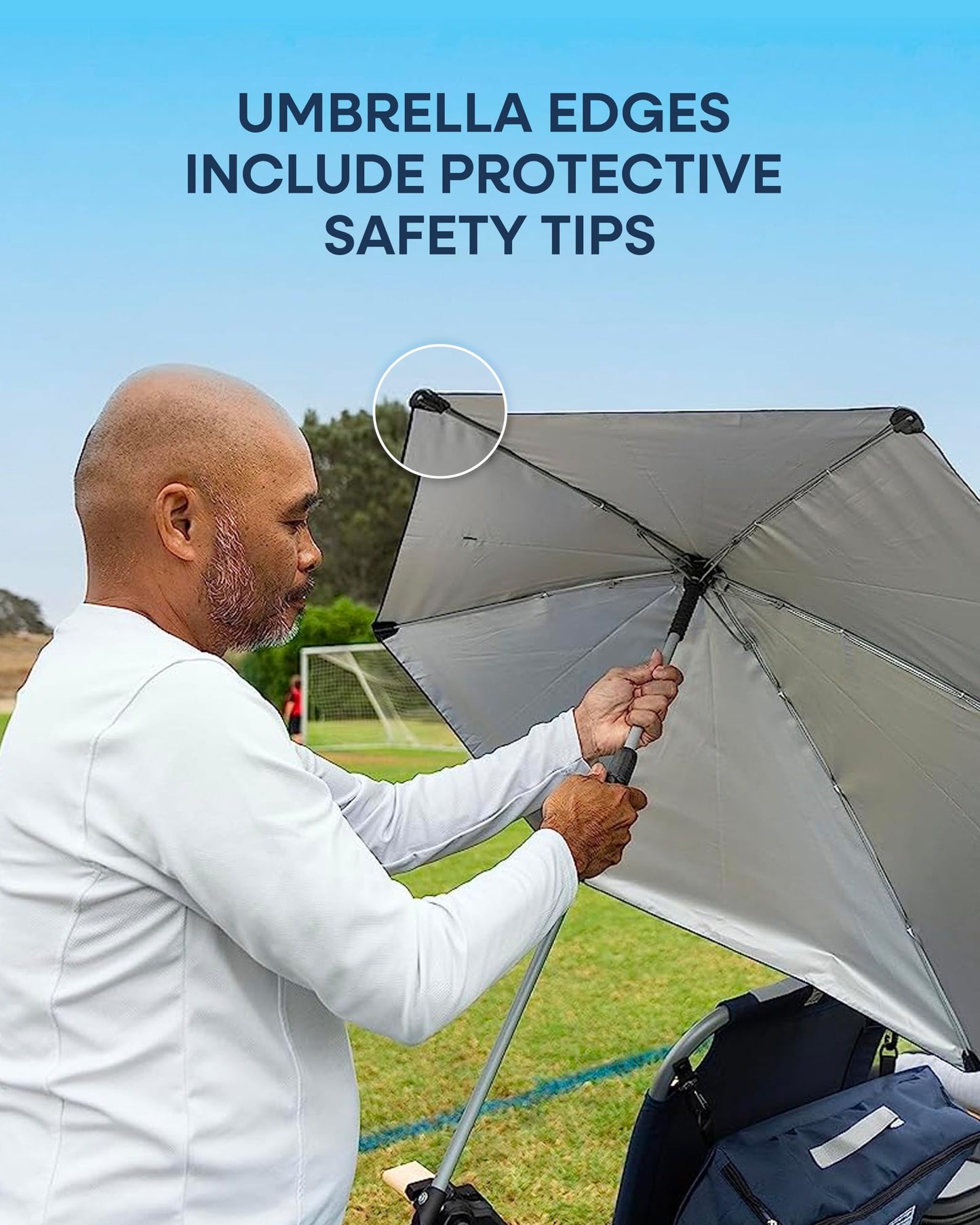 Versa-Brella UPF 50+ Personal Sun Shade - Portable Umbrella for Sports & Outdoors - Secure Clamp, 360-Degree Swivel Adjustable Position for Maximum Sun Protection - Compact with Carry Case - CookCave
