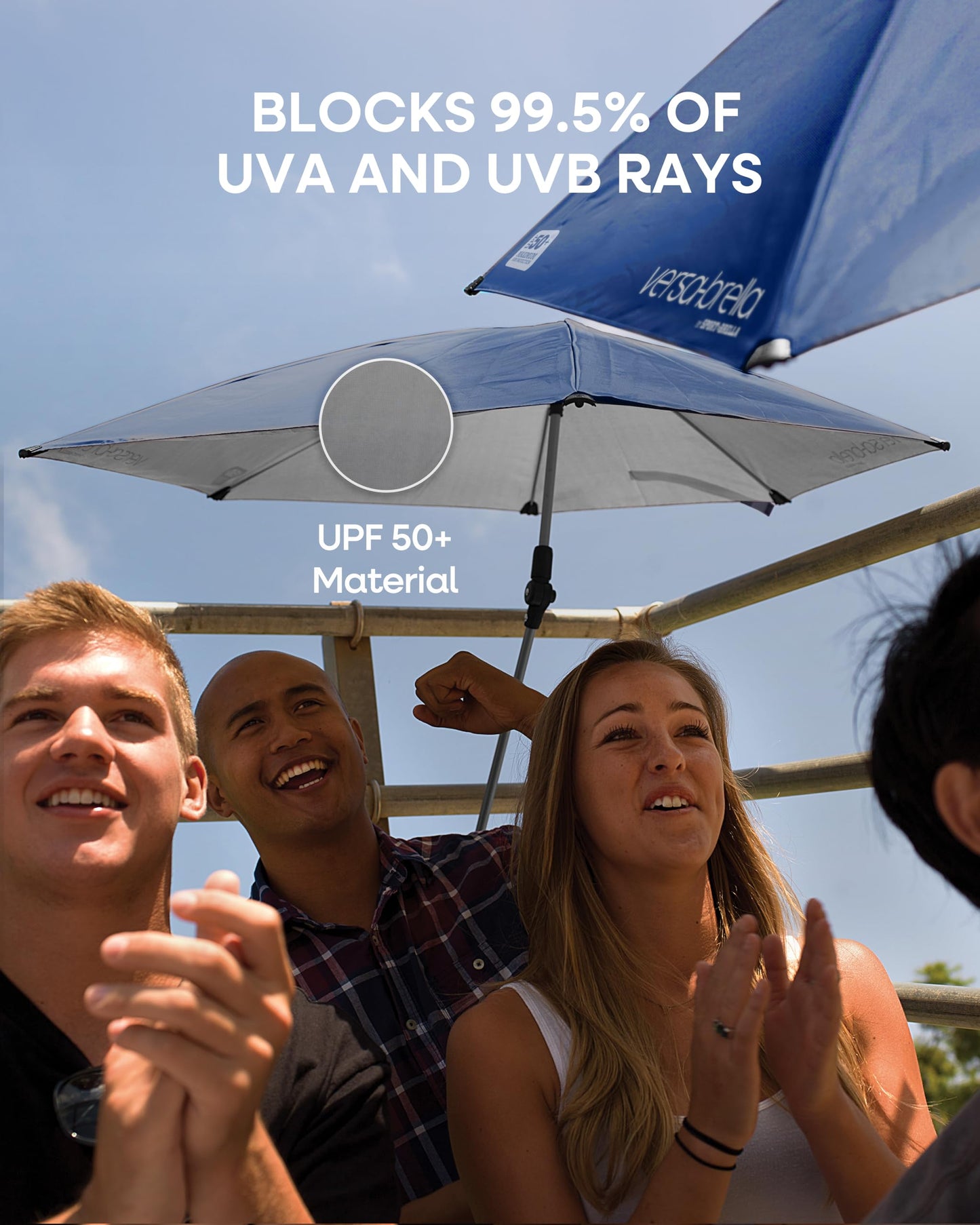 Versa-Brella UPF 50+ Personal Sun Shade - Portable Umbrella for Sports & Outdoors - Secure Clamp, 360-Degree Swivel Adjustable Position for Maximum Sun Protection - Compact with Carry Case - CookCave