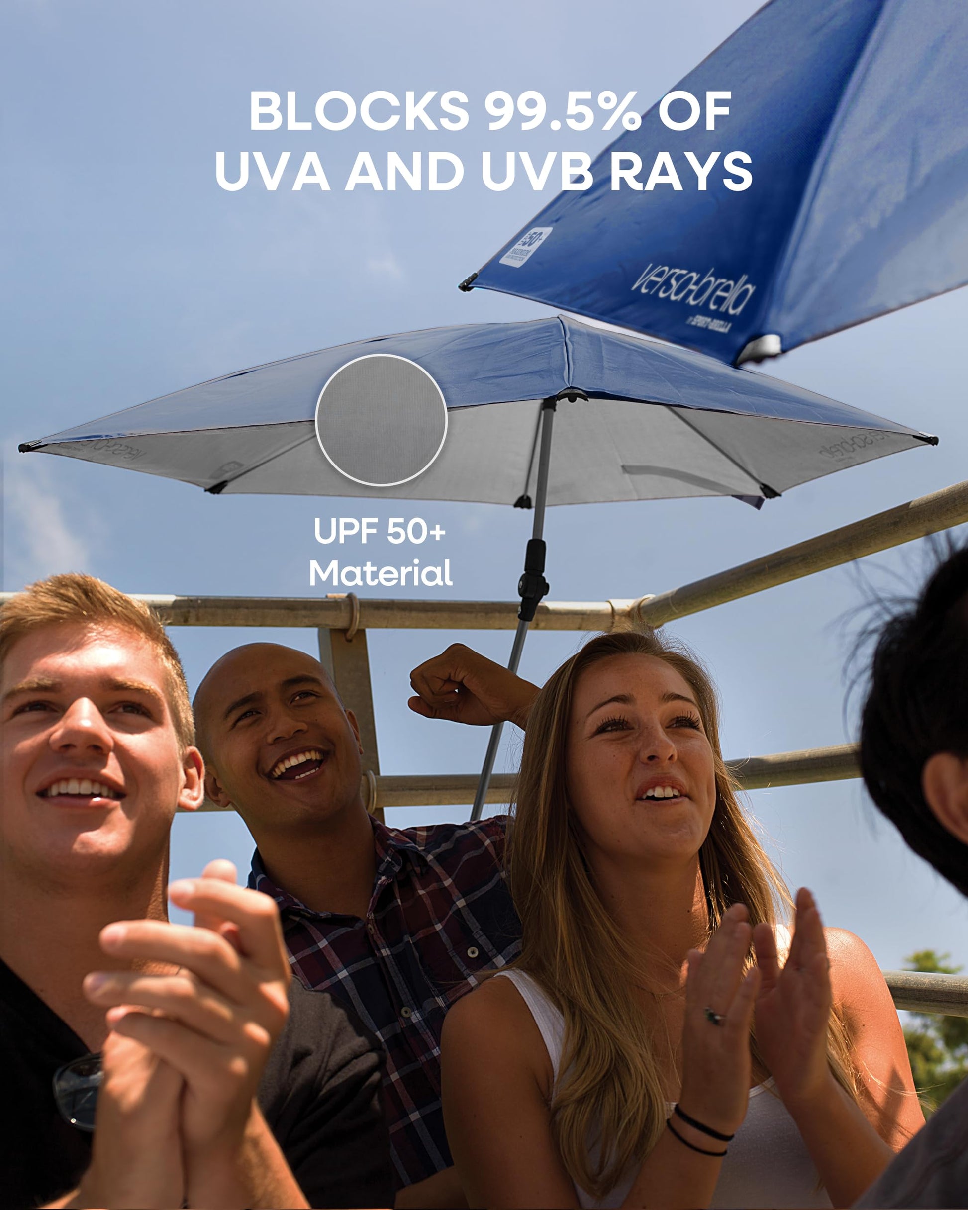 Versa-Brella UPF 50+ Personal Sun Shade - Portable Umbrella for Sports & Outdoors - Secure Clamp, 360-Degree Swivel Adjustable Position for Maximum Sun Protection - Compact with Carry Case - CookCave