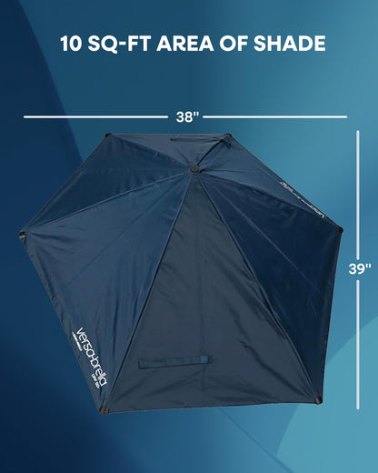 Versa-Brella UPF 50+ Personal Sun Shade - Portable Umbrella for Sports & Outdoors - Secure Clamp, 360-Degree Swivel Adjustable Position for Maximum Sun Protection - Compact with Carry Case - CookCave