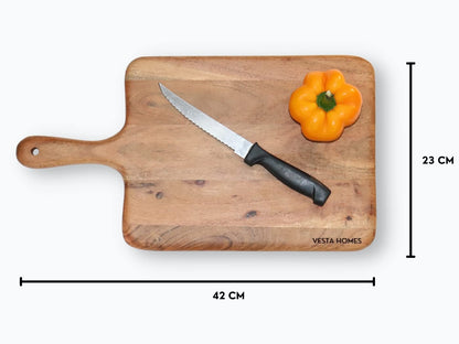 Vesta Homes Wooden Cutting Board/Chopping, Serving Board, Platter for Vegetables, Fruits, Cheese, and Charcuterie | Natural Acacia Wood | 16 * 9 Inches | Handcrafted in India - CookCave