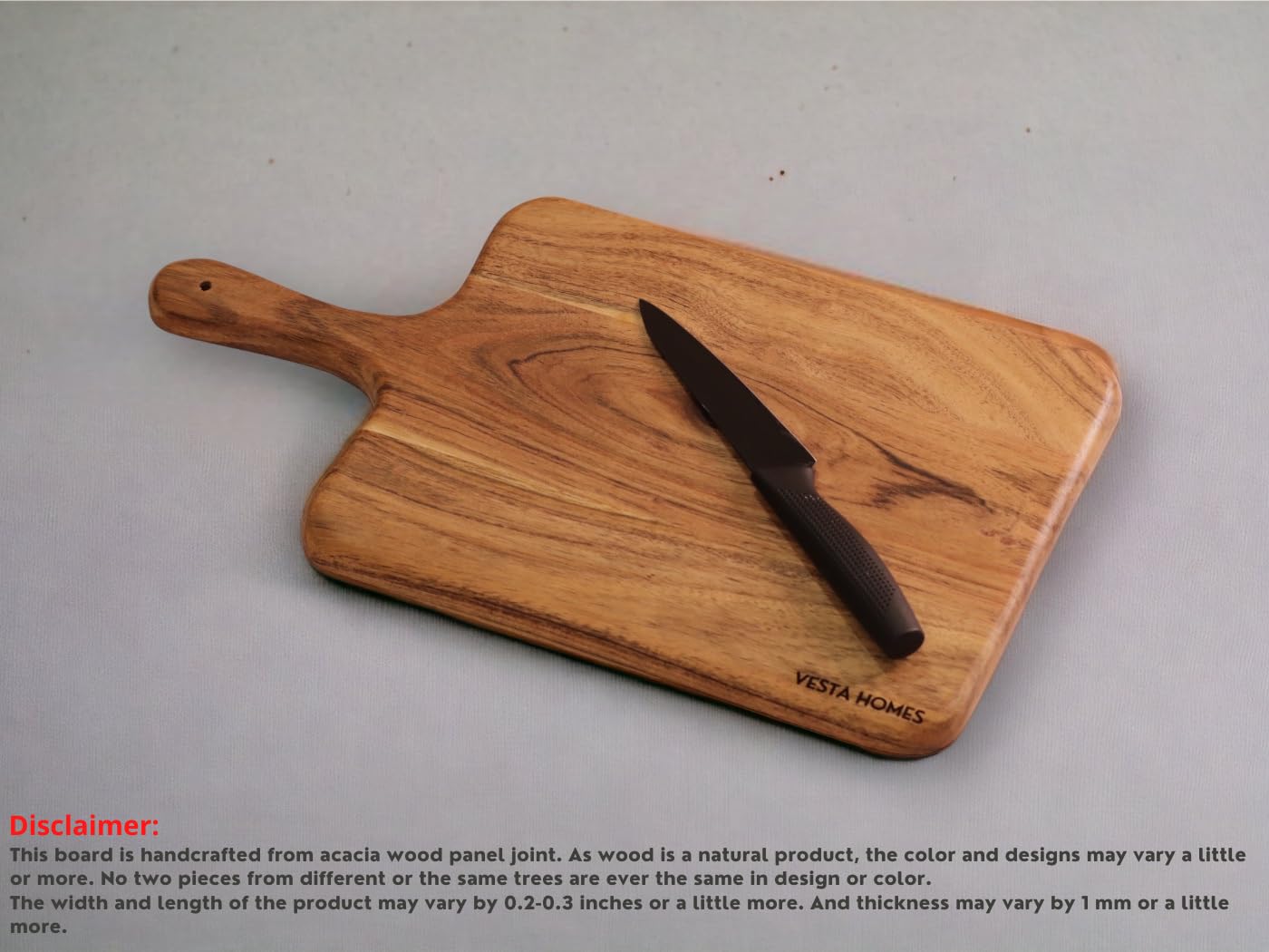 Vesta Homes Wooden Cutting Board/Chopping, Serving Board, Platter for Vegetables, Fruits, Cheese, and Charcuterie | Natural Acacia Wood | 16 * 9 Inches | Handcrafted in India - CookCave