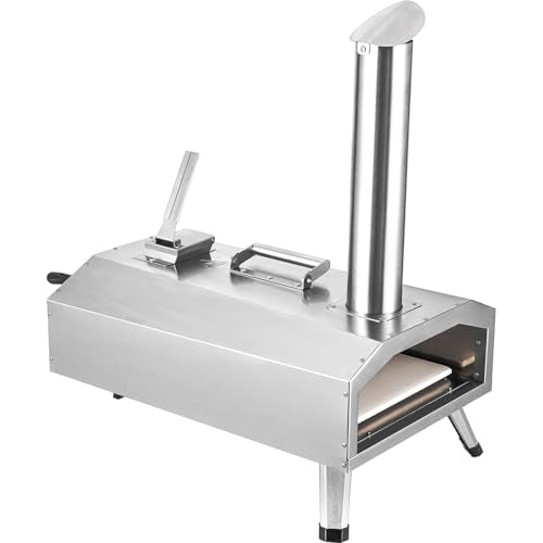 VEVOR Dual Fuel Pizza Oven Outdoor, 12 Inch Wood Fire & Propane Gas Pizza Oven, Pellet & Propane Pizza Maker with Thermometer, Foldable Leg, Stainless Steel Pizza Cook for Outside Camping & Backyard - CookCave