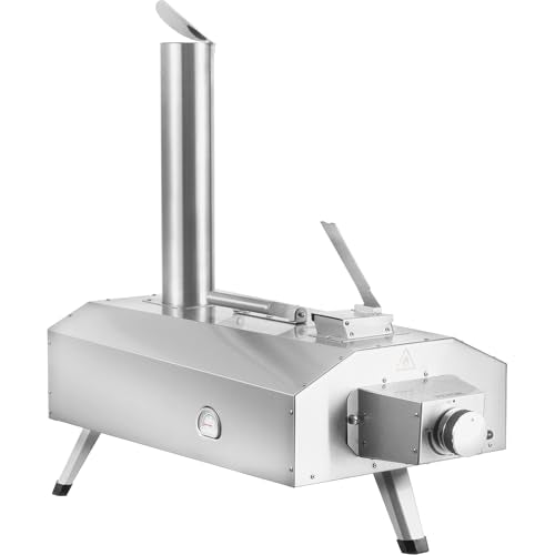 VEVOR Dual Fuel Pizza Oven Outdoor, 12 Inch Wood Fire & Propane Gas Pizza Oven, Pellet & Propane Pizza Maker with Thermometer, Foldable Leg, Stainless Steel Pizza Cook for Outside Camping & Backyard - CookCave