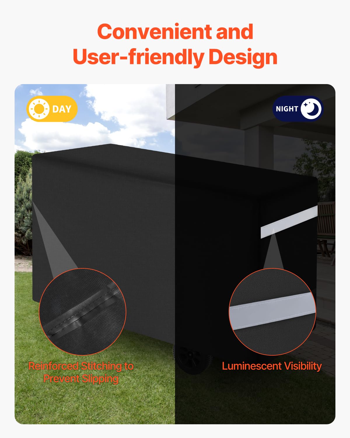 VEVOR Grill Cover, 59 inch BBQ Covers for Outdoor Grills, Waterproof, Fade Resistant, Weather Resistant Heavy Duty 600D Polyester, Easy On/Off, with Secure Buckles, Black - CookCave