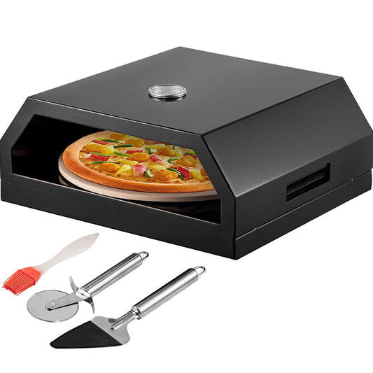 VEVOR Grill Top Pizza Oven Kits, Outdoor Pizza Oven for Grill -Propane Gas/Charcoal Pellet, Baking Oven Attachment BBQ Grill with Temp Gauge, Pizza Stone, Shovel, for Camping, Backyard, Black - CookCave