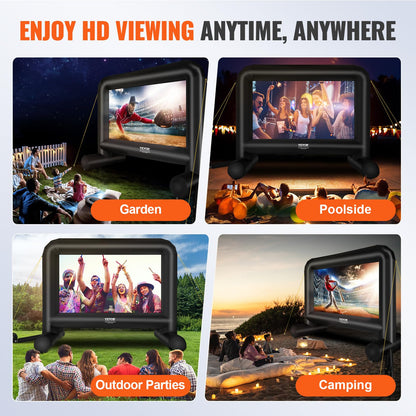 VEVOR Inflatable Movie Screen, 16 FT Inflatable Projector Screen for Outside with Blower and Carrying Bag, Front/Rear Projection, Oxford Fabric Blow Up Screen for Outdoor Parties Backyard Movie Night - CookCave