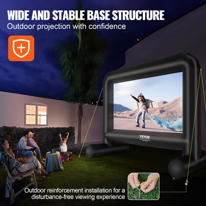 VEVOR Inflatable Movie Screen, 16 FT Inflatable Projector Screen for Outside with Blower and Carrying Bag, Front/Rear Projection, Oxford Fabric Blow Up Screen for Outdoor Parties Backyard Movie Night - CookCave