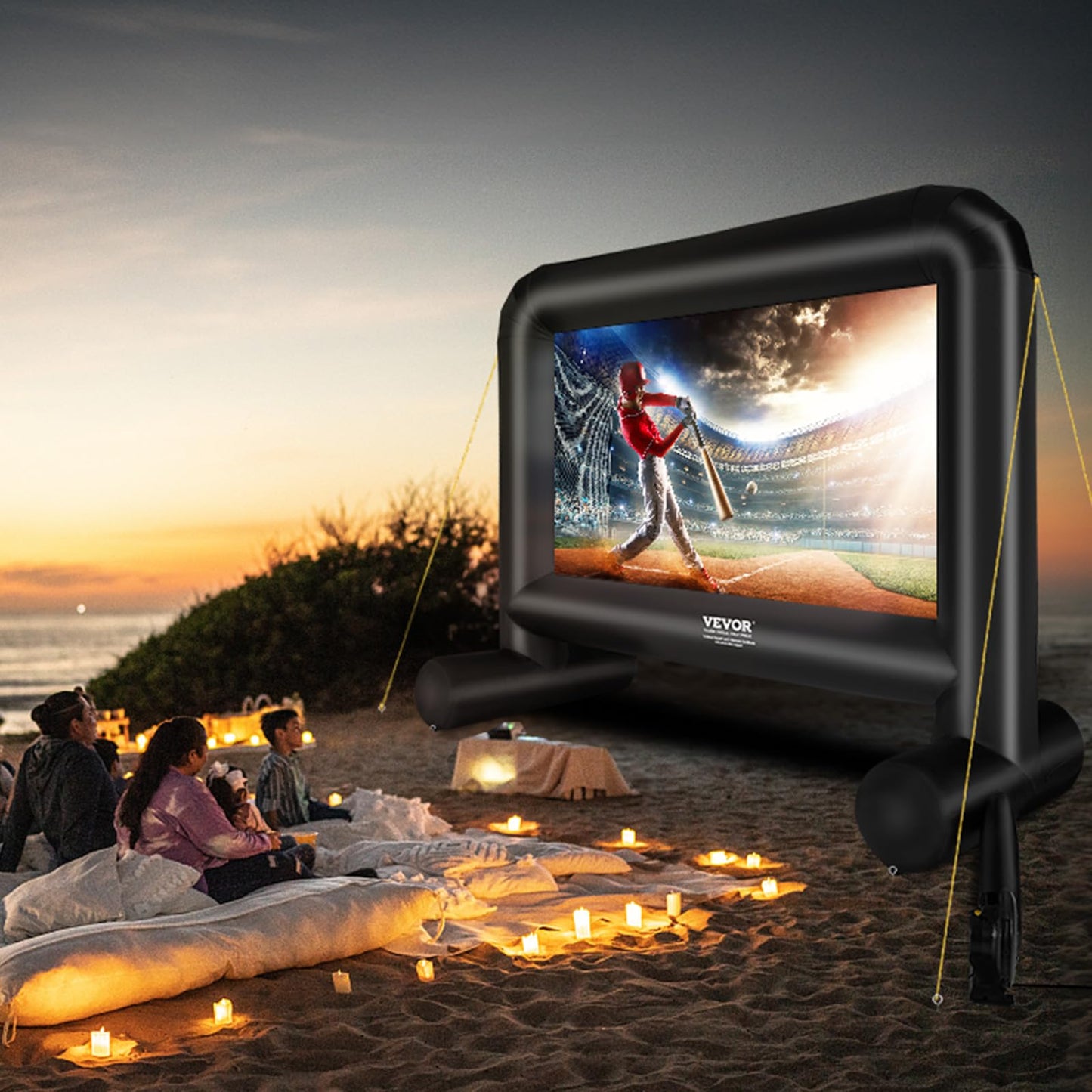 VEVOR Inflatable Movie Screen, 16 FT Inflatable Projector Screen for Outside with Blower and Carrying Bag, Front/Rear Projection, Oxford Fabric Blow Up Screen for Outdoor Parties Backyard Movie Night - CookCave