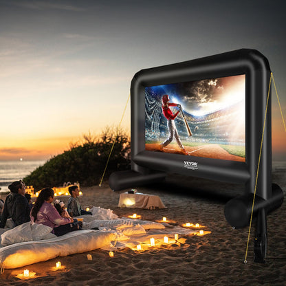 VEVOR Inflatable Movie Screen, 16 FT Inflatable Projector Screen for Outside with Blower and Carrying Bag, Front/Rear Projection, Oxford Fabric Blow Up Screen for Outdoor Parties Backyard Movie Night - CookCave
