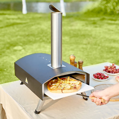 VEVOR Outdoor Oven 12-inch Pellet and Charcoal Fired Maker, Portable Outside Stainless Steel Grill with Pizza Stone, Waterproof Cover, Shovel, Wood Burner for Backyard Camping, Black - CookCave