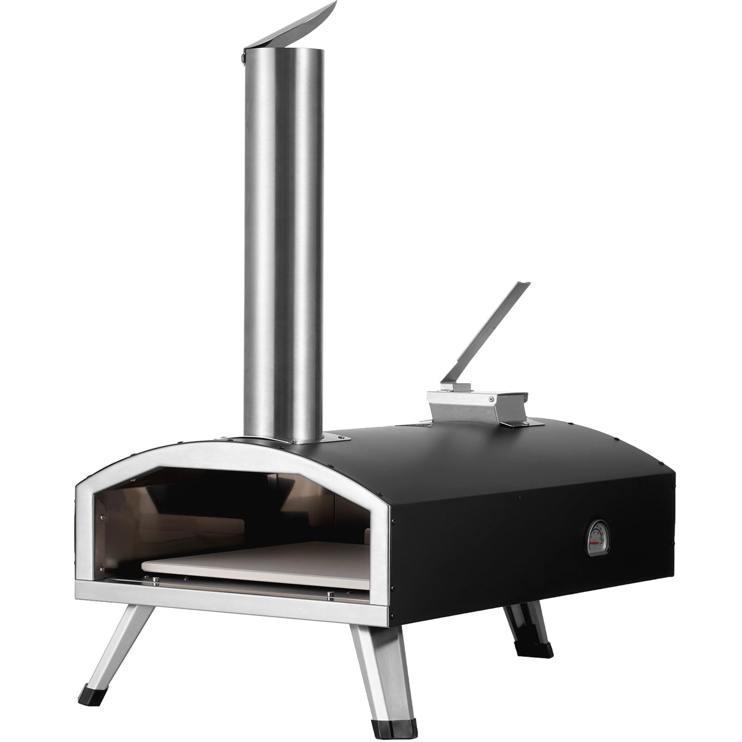 VEVOR OUTDOOR Pizza Oven, 12 Inch Wood Fired Pizza Ovens, Pellet Pizza Stove with Thermometer, Portable Pizza Maker for Outside Backyard Patio Camping, Pizza Stone, Carry Bag, Shovel, Black - CookCave