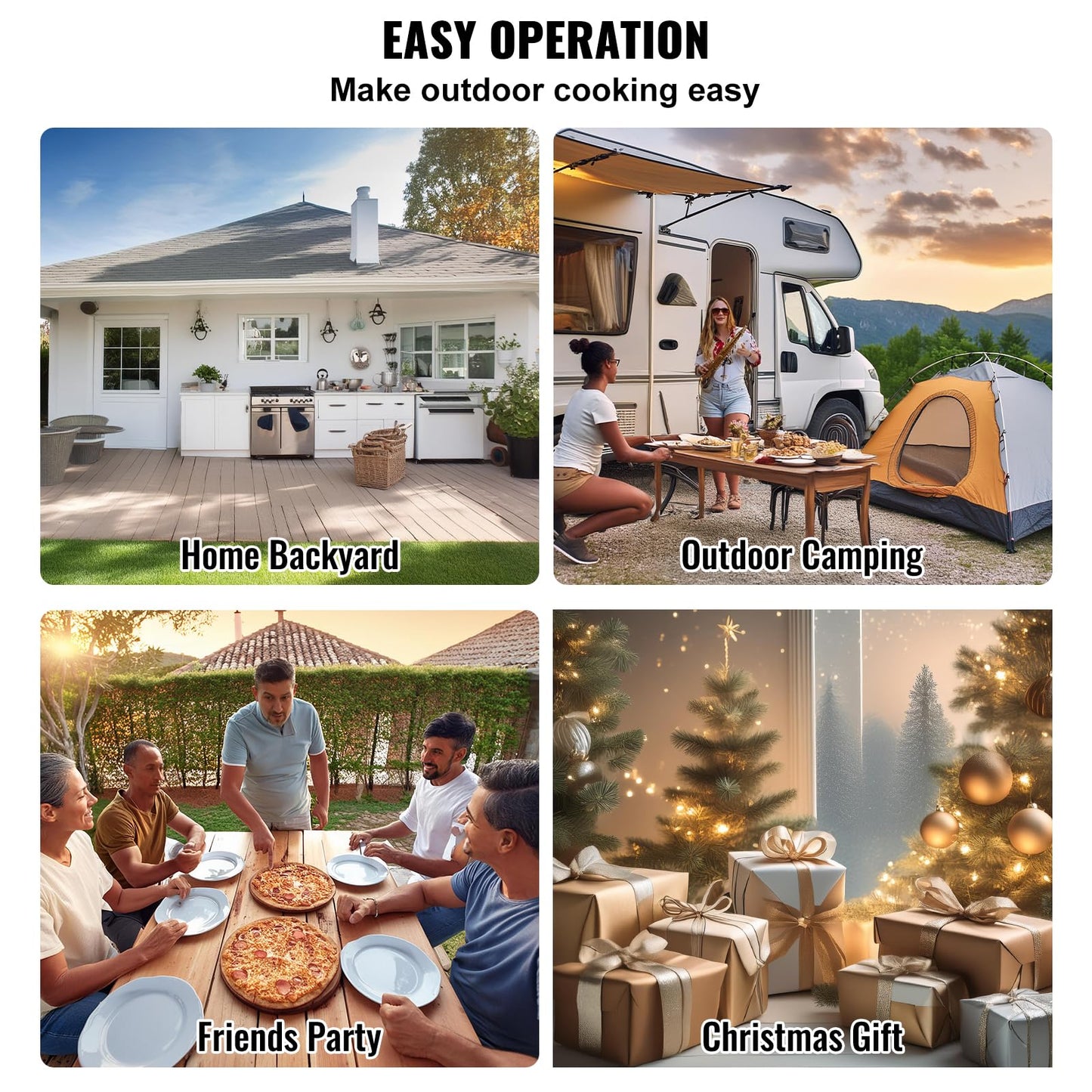 VEVOR OUTDOOR Pizza Oven, 12 Inch Wood Fired Pizza Ovens, Pellet Pizza Stove with Thermometer, Portable Pizza Maker for Outside Backyard Patio Camping, Pizza Stone, Carry Bag, Shovel, Black - CookCave