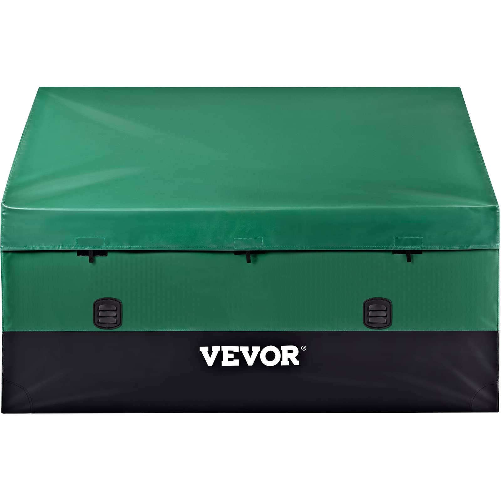 VEVOR Outdoor Storage Box, 230 Gallon Waterproof PE Tarpaulin Deck Box w/Galvanized Frame, All-Weather Protection & Portable, for Camping, Garden, Poolside, and Yard, Black & Green - CookCave