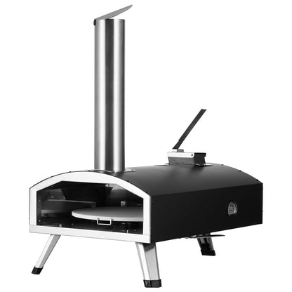 VEVOR Pellet Pizza Oven, 12-inch Outdoor Pizza Oven with Rotate Pizza Stone, Portable Wood Fired Pizza Maker with Built-in Thermometer, Ideal for Outside Camping & Backyard, Patio, Black - CookCave