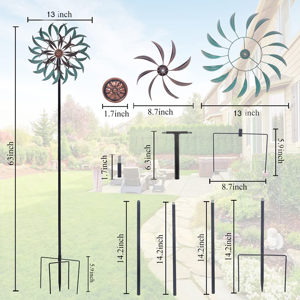 VEWOGARDEN 360° Outdoor Wind Spinner, Wind Sculpture Spinner with Metal Stake, Yard Art Decor for Patio, Lawn & Garden 63 * 13 - CookCave