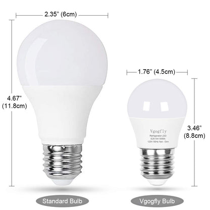 Vgogfly LED Refrigerator Light Bulb 40W Equivalent 120V A15 Fridge Waterproof Bulbs 5 W Daylight White 5000K E26 Medium Base Freezer Home Lighting Lamp Non-dimmable(2 Pack) - CookCave