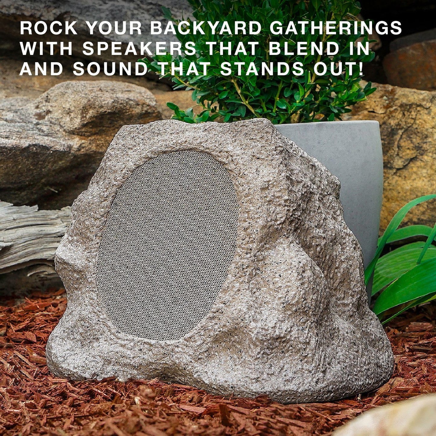 Victrola Rock Speaker Connect, Stone, Wireless Outdoor with Bluetooth 5.3, 22-Hour Battery Life, with Solar Charging, Link Up to 20 Rock Speakers, IP65 Water & Dust Resistant Speaker - CookCave