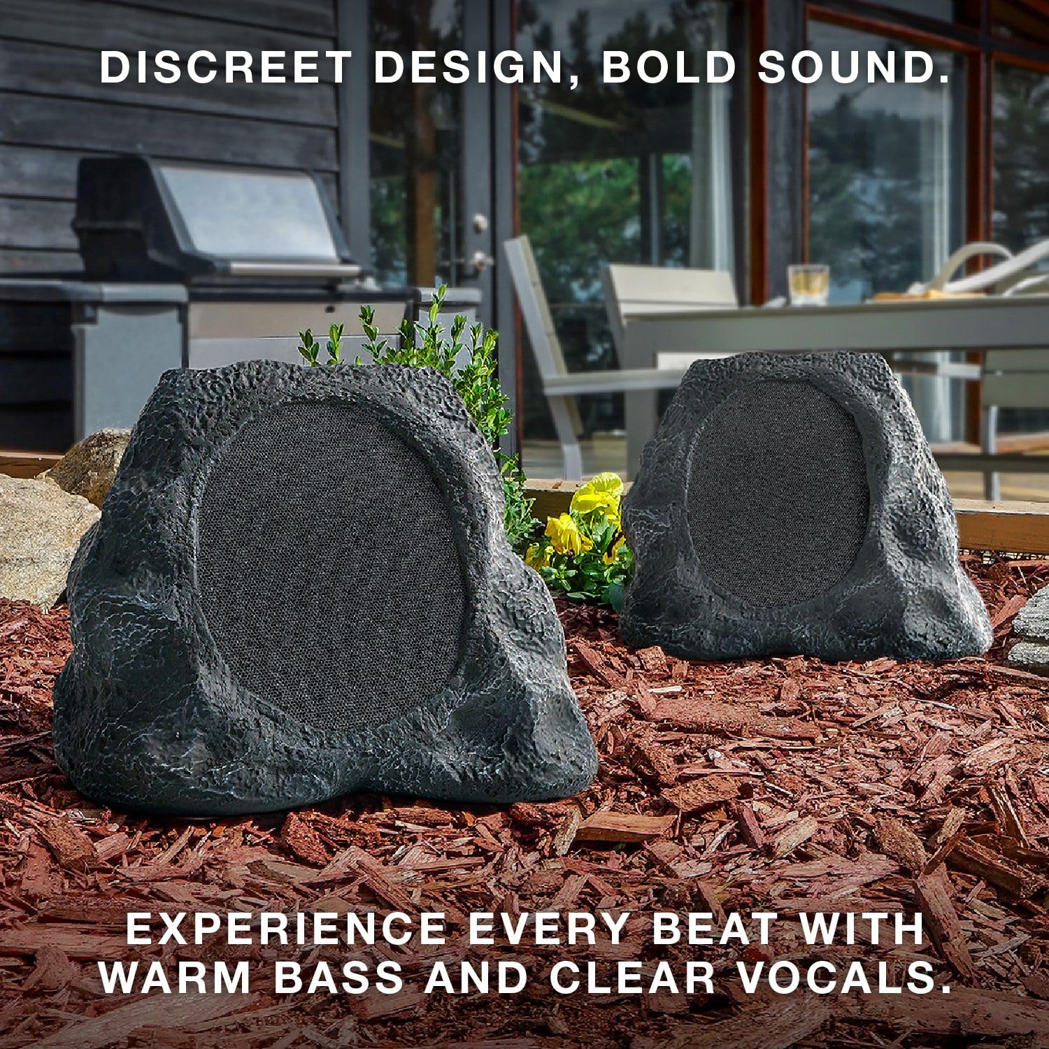 Victrola Rock Speaker Connect, Stone, Wireless Outdoor with Bluetooth 5.3, 22-Hour Battery Life, with Solar Charging, Link Up to 20 Rock Speakers, IP65 Water & Dust Resistant Speaker - CookCave