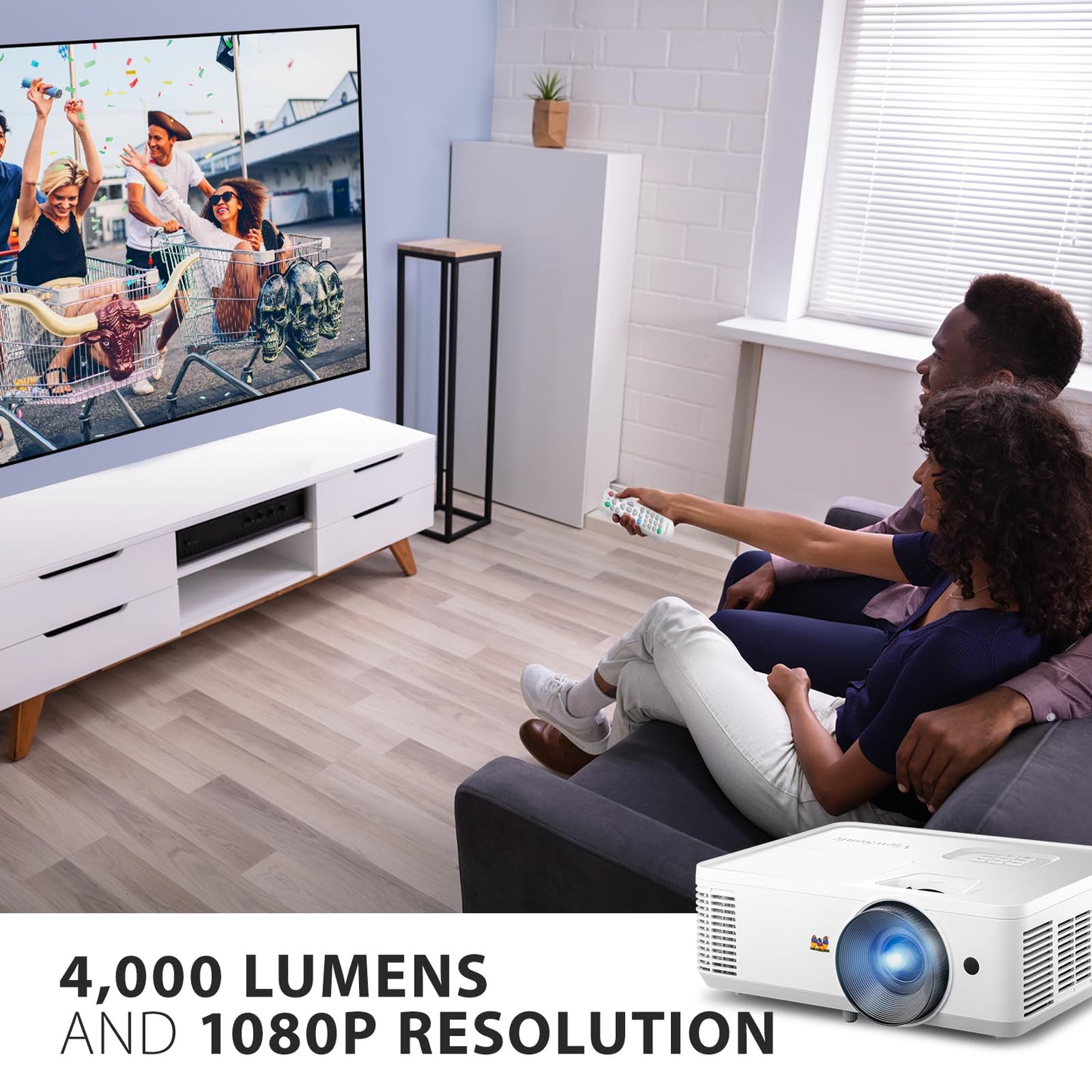 ViewSonic PA503HD 4000 Lumens High Brightness Projector with 1.1x Optical Zoom, USB, and HDMI inputs for Home and Office - CookCave
