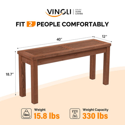 VINGLI Outdoor Wooden Bench, 40” Porch Bench Outdoor Backless Garden Bench, Small Outdoor Bench for Deck Patio Entryway - CookCave