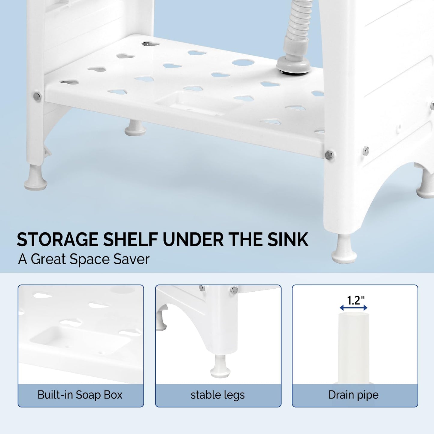 VINGLI Spacious White Utility Sink Laundry Tub for Laundry Room, Garage Washing Station, Slop Sink, Freestanding Sink with Stainless Steel Faucet, Drain, Storage Shelf and Removable Drainboard,White - CookCave