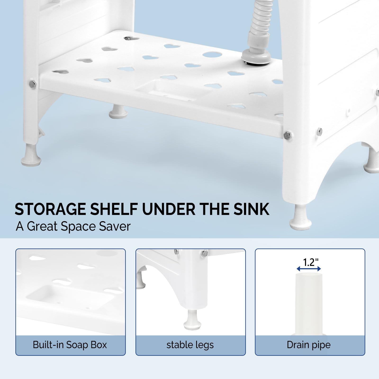 VINGLI Spacious White Utility Sink Laundry Tub for Laundry Room, Garage Washing Station, Slop Sink, Freestanding Sink with Stainless Steel Faucet, Drain, Storage Shelf and Removable Drainboard,White - CookCave