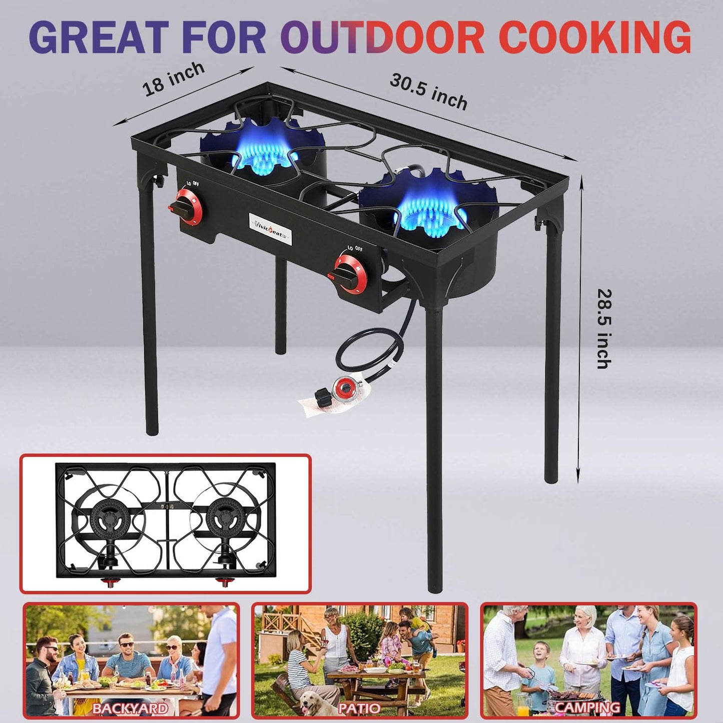 Vivicreate Propane Gas 20 PSIG high pressure regulator outdoor camping camp garden BBQ grill stove burner estufas de gas para cocinar afuera - CookCave