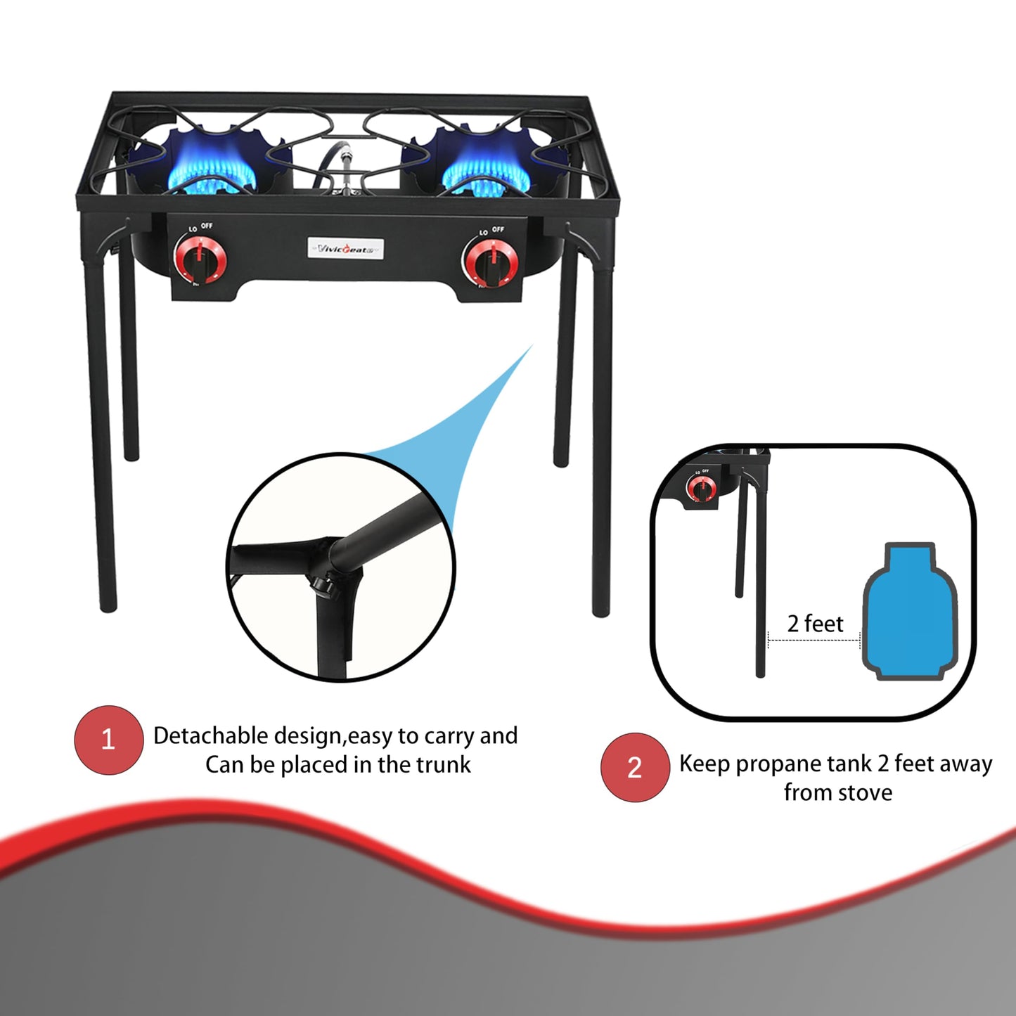 Vivicreate Propane Gas 20 PSIG high pressure regulator outdoor camping camp garden BBQ grill stove burner estufas de gas para cocinar afuera - CookCave