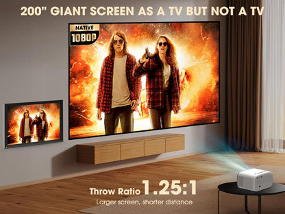 VIZONY E1 Pro Netflix-Certified Smart Projector, 550 ANSI Lumens, WiFi Bluetooth, Auto Focus & Keystone, Native 1080P & 4K Support, Full-Sealed Optical Engine, Portable Home Theater for Indoor/Outdoor - CookCave