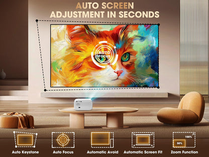 VIZONY E1 Pro Netflix-Certified Smart Projector, 550 ANSI Lumens, WiFi Bluetooth, Auto Focus & Keystone, Native 1080P & 4K Support, Full-Sealed Optical Engine, Portable Home Theater for Indoor/Outdoor - CookCave
