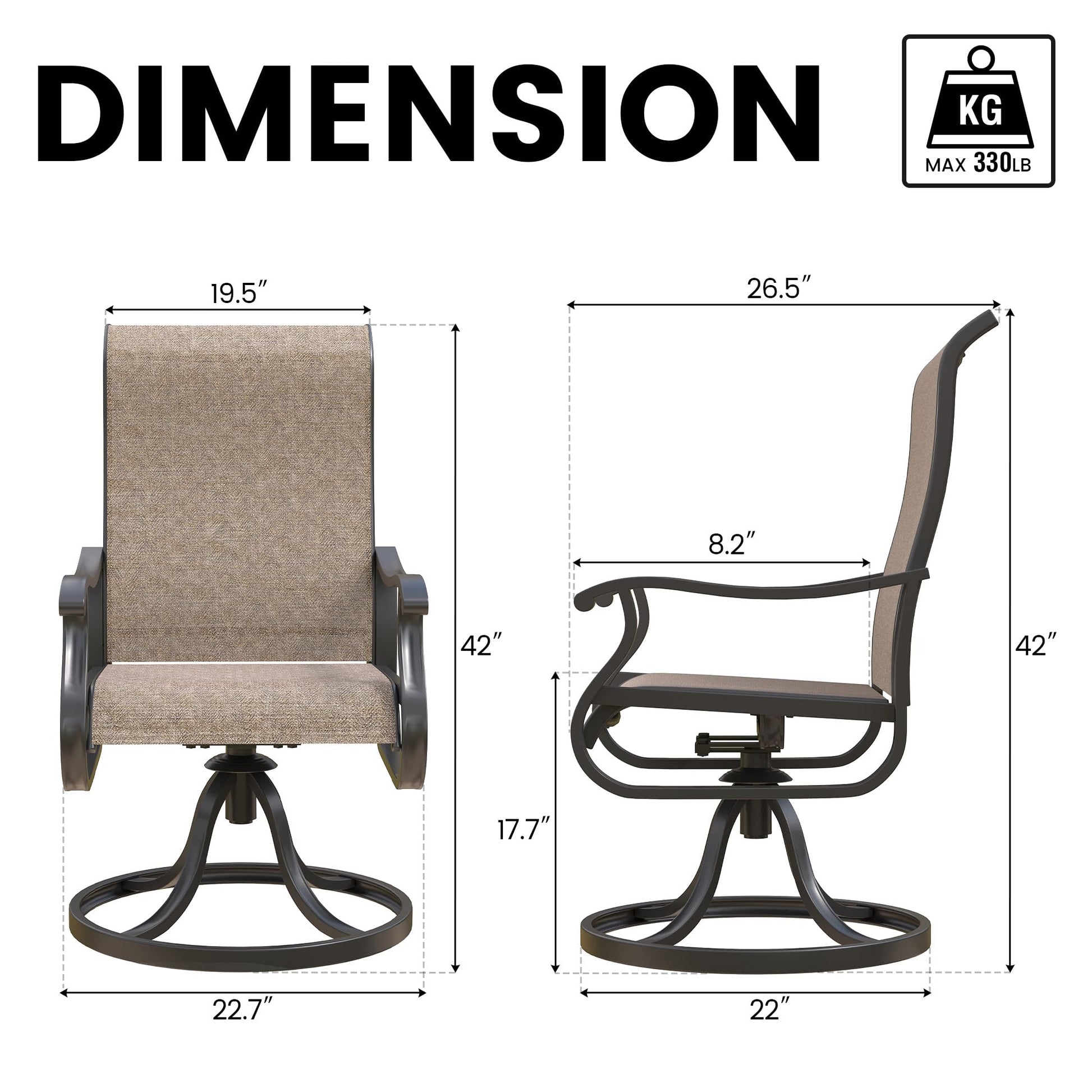 VONZOY Swivel Patio Chairs Set of 4, Outdoor Dining Chairs with High Back, All-Weather Swivel Rocker Chair for Lawn, Porch or Garden(Brown, 4 PCS) - CookCave