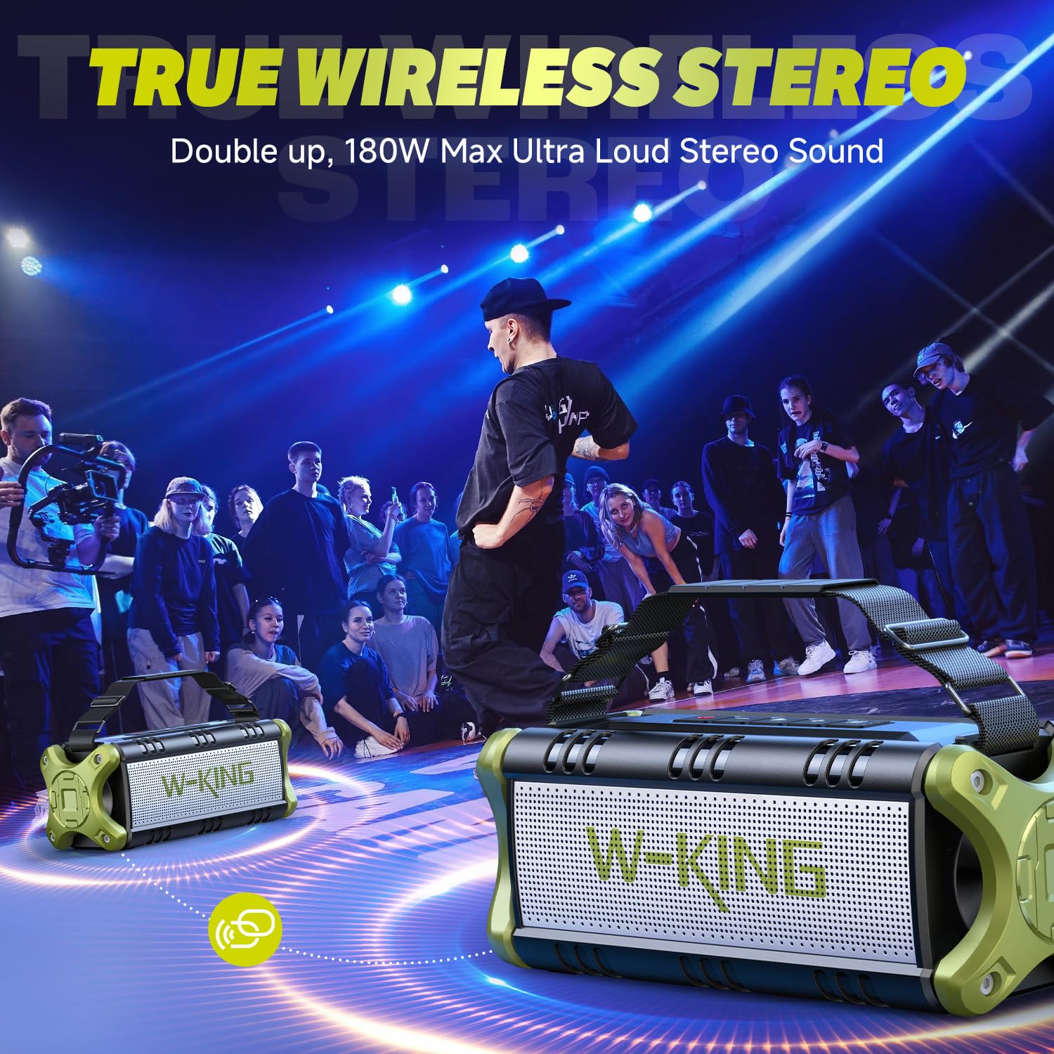 W-KING Bluetooth Speaker, 90W Max Portable Loud Speakers Wireless, IPX6 Waterproof Outdoor Speaker, 50W Deep Bass/2 Powerful Subwoofer/40H/Power Bank/Dual Pairing/EQ/TF/AUX/NFC for Camping,Pool,Party - CookCave